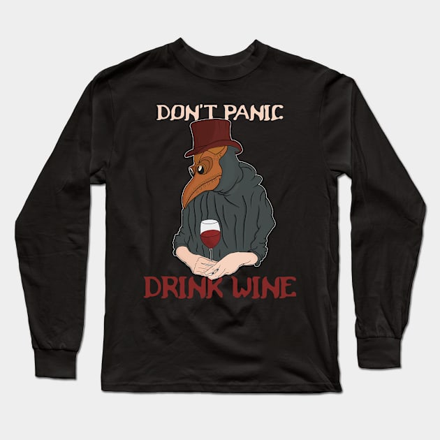 funny wine lover plague doctor Long Sleeve T-Shirt by Johan13